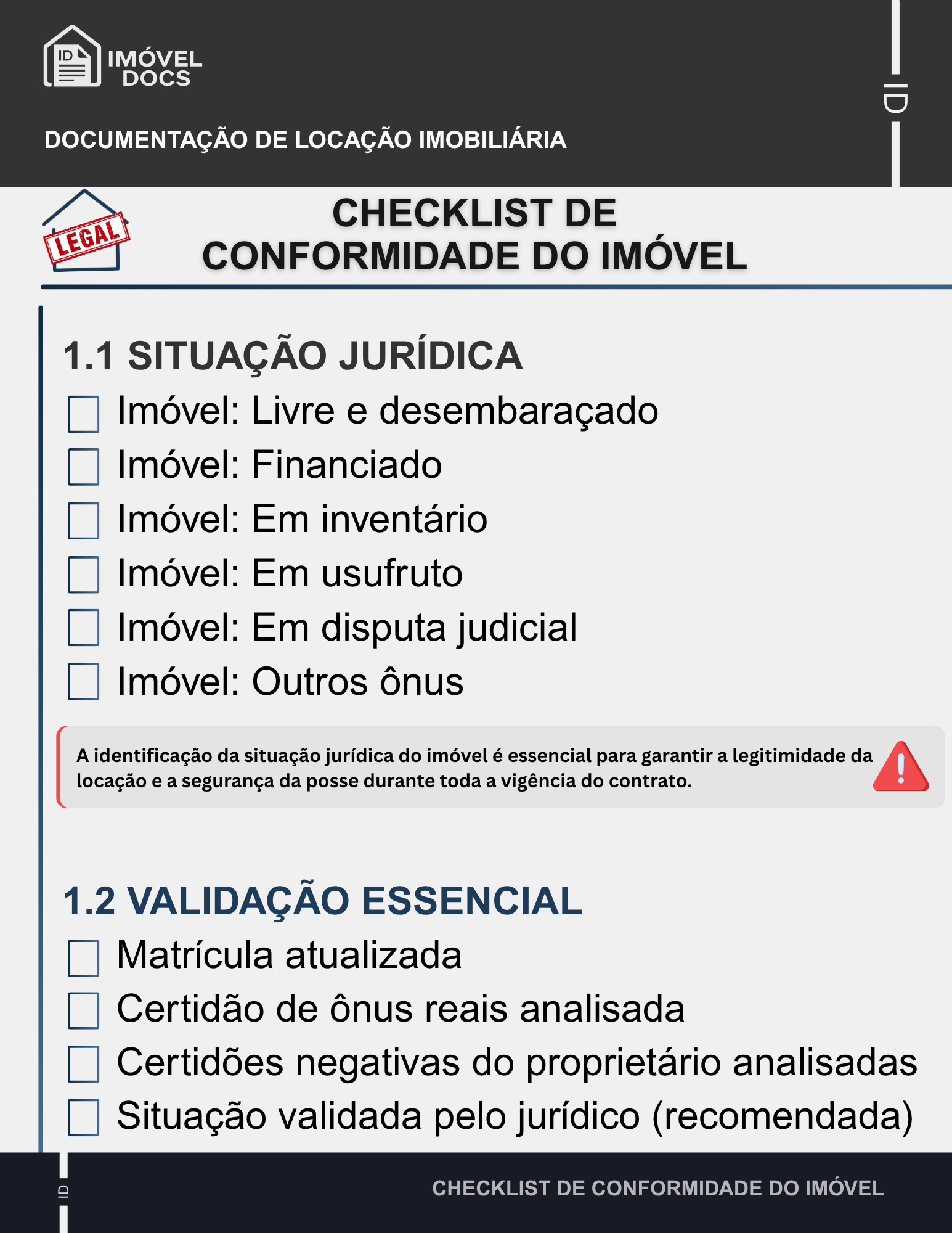 Checklist do imóvel - jurídico